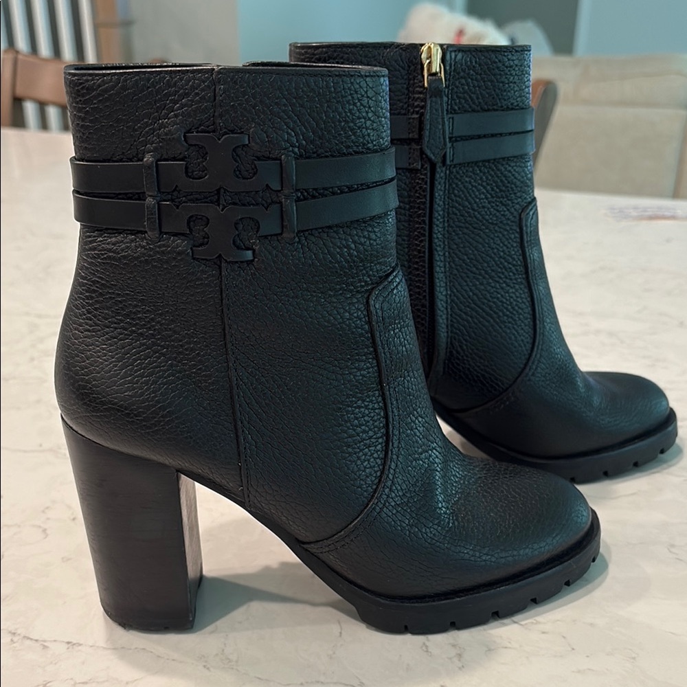 Tory Burch Black Heeled Boots with Side Zipper